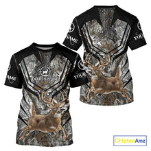 Load image into Gallery viewer, Whitetails Jumping Deer Hunting Camouflage Custom Name Shirts, Best Deer Hunting Camo Winter NHT186
