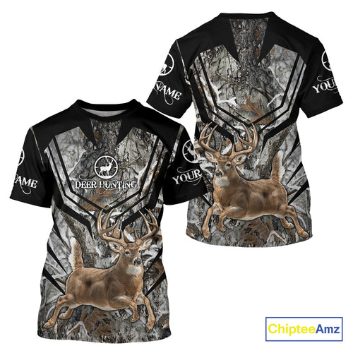 Whitetails Jumping Deer Hunting Camouflage Custom Name Shirts, Best Deer Hunting Camo Winter NHT186