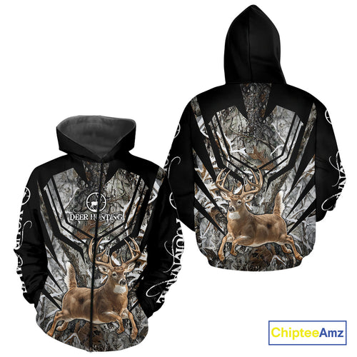 Whitetails Jumping Deer Hunting Camouflage Custom Name Shirts, Best Deer Hunting Camo Winter NHT186