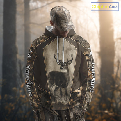 Whitetail Deer Hunting Season Shirt 3D Buck Design Custom Hunting Gift, Deer Hunting Shirt NHT331
