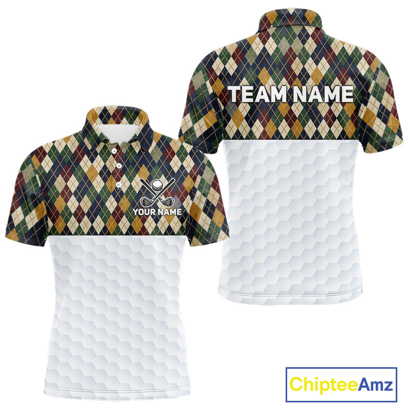 Personalized Classic Argyle Golf Shirt - Custom Team Name Mens Golf Jersey