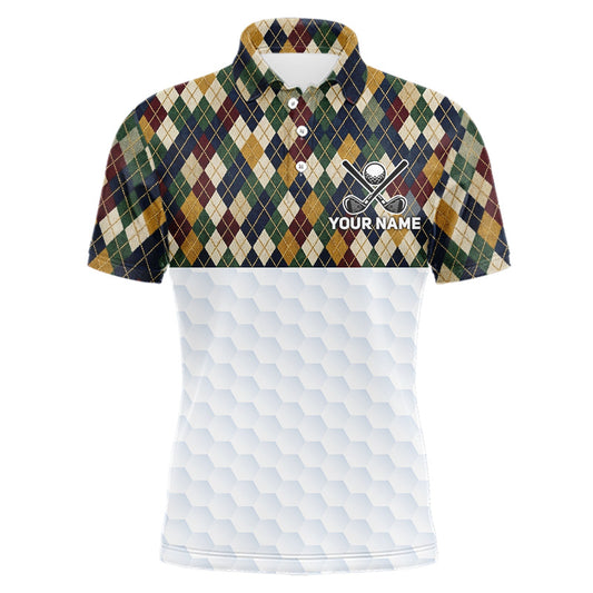Personalized Classic Argyle Golf Shirt - Custom Team Name Mens Golf Jersey