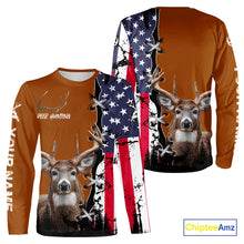 Load image into Gallery viewer, Personalized Orange Deer Hunting 3D Shirt with American Flag Design, Perfect Gift for Hunters NHT280