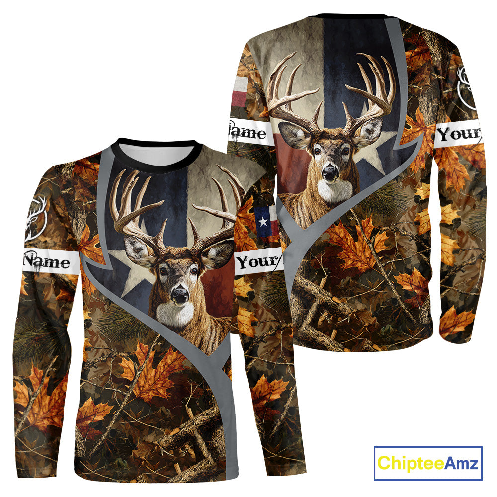 Deer Hunting Shirt-Personalized Texas Flag Camo Forest, Best Gifts for Deer Hunters NHT198
