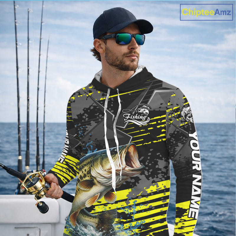 Personalized Largemouth Bass Fishing Jerseys For Fishing Team, Hooded Fishing Gift For Men NHT520