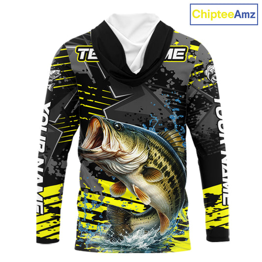 Personalized Largemouth Bass Fishing Jerseys For Fishing Team, Hooded Fishing Gift For Men NHT520