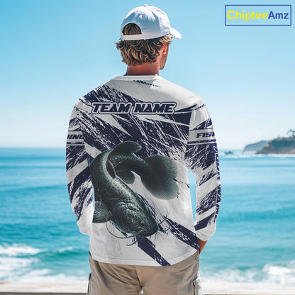 Catfish Custom Fishing Shirts Long Sleeve For Men , Catfish Fishing Tournament Apparel NHT521