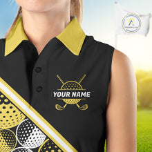 Load image into Gallery viewer, Golf Balls Yellow Pattern Womens Sleeveless Golf Polo Shirts Custom Golf Apparel For Familly Team Shirt NHT708