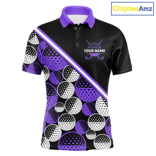 Golf Balls Purple Pattern Mens Golf Polo Shirts Custom Golf Apparel For Familly Team Shirt NHT710