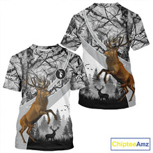 Load image into Gallery viewer, Red Deer Hunting Camo Gray Custom Name 3D All Over Print Shirt, Deer Hunting Shirt NHT211
