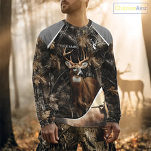 Load image into Gallery viewer, Deer Hunting Shirt 3D Brown Forest Camo Custom Name All Over Print Hunting Clothes NHT218