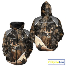 Load image into Gallery viewer, Deer Hunting Shirt 3D Brown Forest Camo Custom Name All Over Print Hunting Clothes NHT218