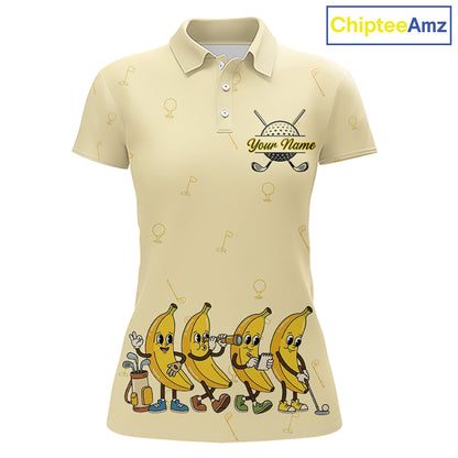 Funny Banana Womens Golf Polo Shirts Team, Womens Golf Jerseys For Golfer, Golf Gifts NHT908