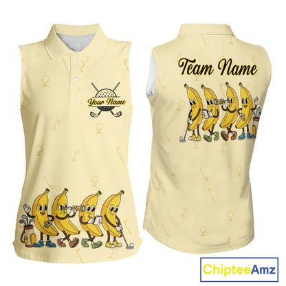 Funny Banana Womens Sleeveless Golf Polo Shirts Team, Women Golf Jerseys For Golfer, Golf Gifts NHT908
