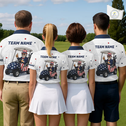 Custom Patriotic Womens Golf Polo Shirt – American Eagle Golf Team Polo With Personalized Name NHT1065