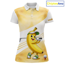 Load image into Gallery viewer, Funny Banana Golf Polo Shirt Custom Name – Cute Banana Golfer Golf Polo For Women 