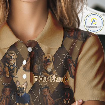 Funny Dog Pattern Womens Golf Polo Shirt For Team, Best Golf Dog Custom Pet For Golf Lovers NHT566