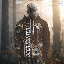 Load image into Gallery viewer, Brown Camo Deer Hunting Shirt, Deer Hunting Custom Name Camouflage Hunting Clothes NHT239