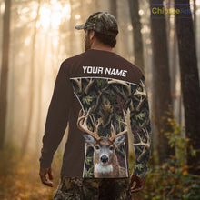 Load image into Gallery viewer, Brown Camo Deer Hunting Shirt, Deer Hunting Custom Name Camouflage Hunting Clothes NHT239