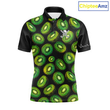 Load image into Gallery viewer, Funny Colorful Kiwi In Dark Golf Men's Polo Shirt,  Funny Fruit Pattern Polo Top NHT579