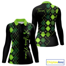 Load image into Gallery viewer, Womens Golf Polo Shirt Argyle Pattern Golf Shirts For Womens Funny White Green Golf Gifts NHT788