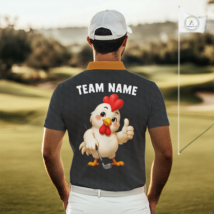 Funny Chicken Golf Polo Shirt Personalized Custom Name Rooster Golfer Polo For Men NHT946
