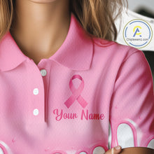 Load image into Gallery viewer, Funny Pink Ribbons Breast Cancer Awareness Womens Golf Ball Polo Shirts Custom Golf Apparel For Womens NHT795