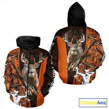 Load image into Gallery viewer, Orange Bow Hunting Deer Camouflage Personalized Hunting Shirt, Hoodie Hunting Shirt For Men NHT318