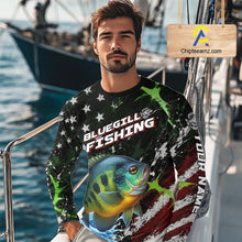 Load image into Gallery viewer, Best Bluegill Fishing Shirts Long Sleeve American Flag Patriotic Custom Name Fishing Jersey NHT968