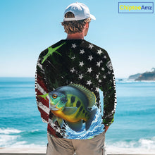 Load image into Gallery viewer, Best Bluegill Fishing Shirts Long Sleeve American Flag Patriotic Custom Name Fishing Jersey NHT968