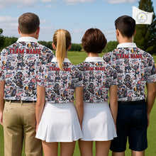 Load image into Gallery viewer, Funny Patriotic Raccoon Personalized Women's Golf Polo Shirt- American Flag Golf Gift NHT984