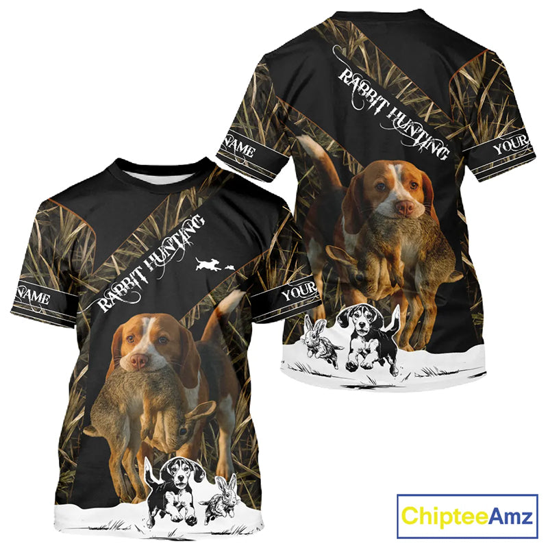 Custom Camouflage Rabbit Hunting With Beagle Dog For Hunter, Rabbit Hunting Gifts NHT270