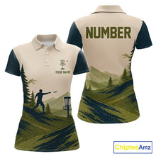 Load image into Gallery viewer, Green Sunset Customized Womens Disc Golf Polo Shirt Number Disc Golf Tops For Women NHT833