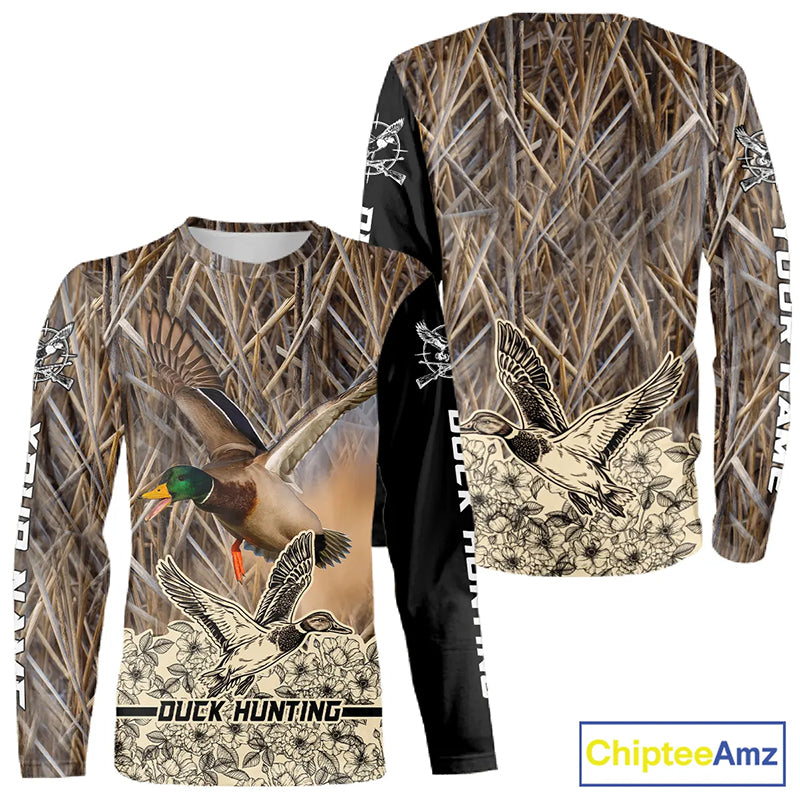Best Mallard Duck Hunting Shirts, Customized Name All Over Print Shirts For Hunters NHT272