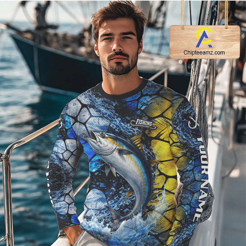 Tuna Fishing Customize Name Long Sleeve Fishing Shirts, Personalized Tuna Fishing Gift NHT438