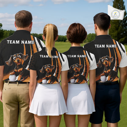 Personalized Dachshund Women Golf Polo Shirt, Funny Custom Name Dog Golf Shirt NHT1308