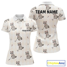 Load image into Gallery viewer, Personalized Funny Argyle Raccoon Pattern Womens Golf Polo Shirt - Custom Golf Team Gift