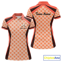 Load image into Gallery viewer, Custom Womens Coral Golf Polo, Personalized Geometric Pattern Golf Shirt With Name, Pink Golf Jersey NHT701