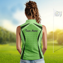 Load image into Gallery viewer, Custom Womens Sleeveless Mint Green Golf Polo, Personalized Geometric Pattern Golf Shirt With Name, Gift For Golfer NHT702