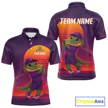 Load image into Gallery viewer, Personalized Alligator Golf Shirt - Retro Sunset Golf Polo Shirt For Men