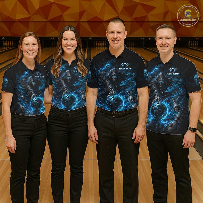 Custom Personalized Team Bowling Jersey With Name, Women's Grim Reaper Bowling Shirt & Quarter Zip NHT1200