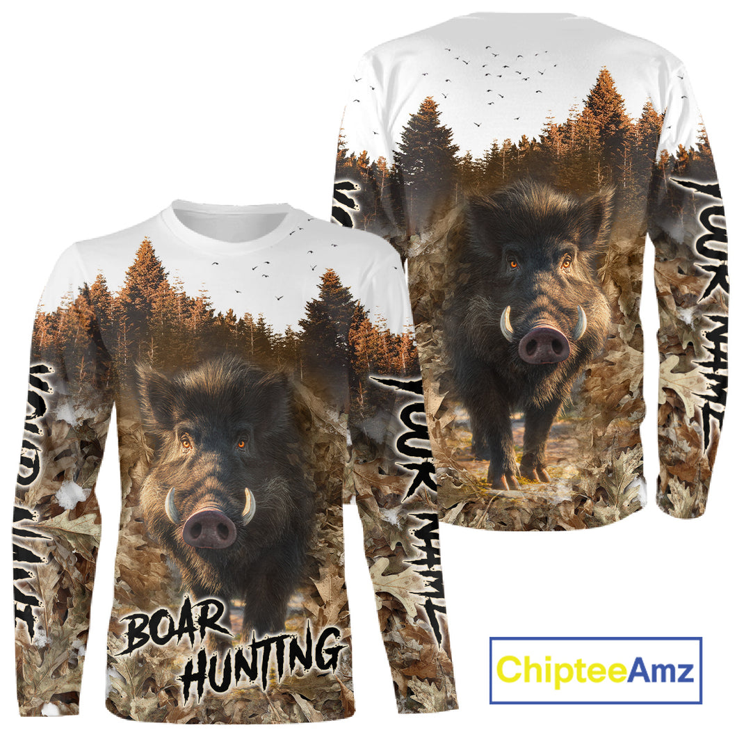Beautiful Wild Boar Hunting Camouflage Custom Name Shirts for Hunter Gift For Hunter NHT102
