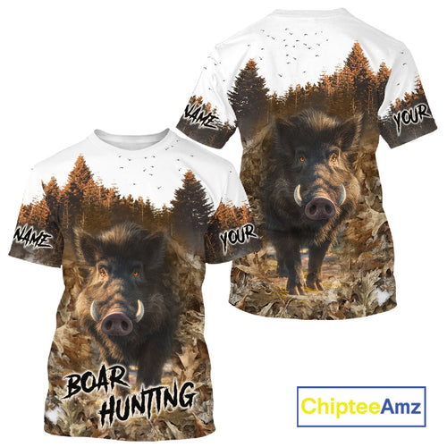 Beautiful Wild Boar Hunting Camouflage Custom Name Shirts for Hunter Gift For Hunter NHT102