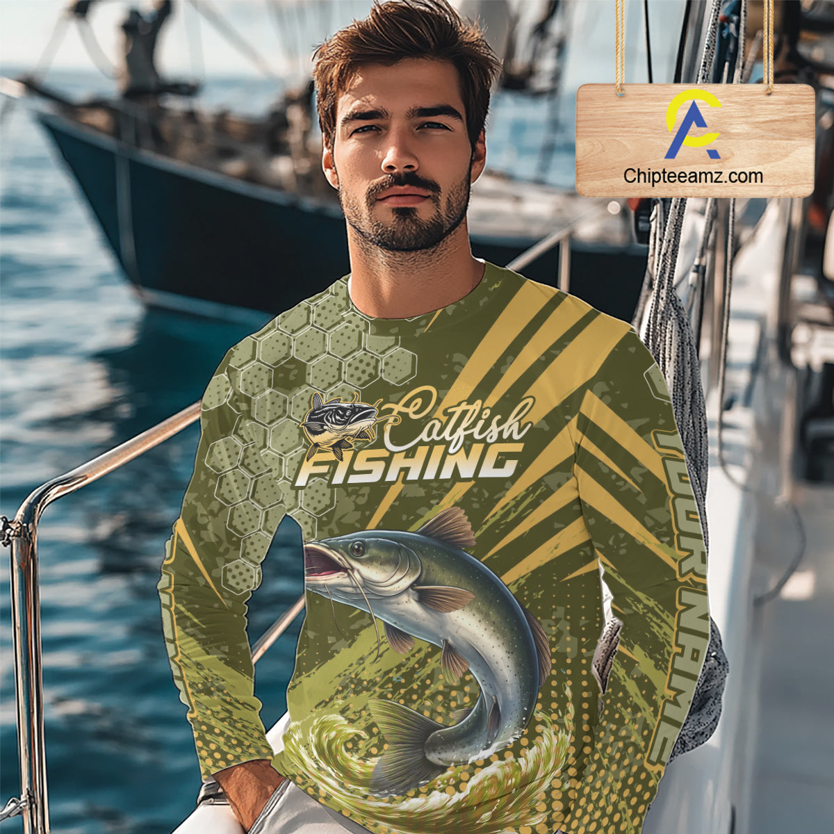 Personalized Catfish Long Sleeve Fishing Shirts, Catfish Fishing Jerseys For Men NHT522