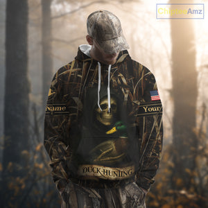 Duck Hunting Camouflage US Flag Custom 3D All Over Printed Shirts Personalized Hunting gift NHT106