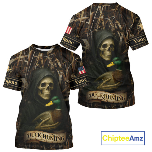 Duck Hunting Camouflage US Flag Custom 3D All Over Printed Shirts Personalized Hunting gift NHT106