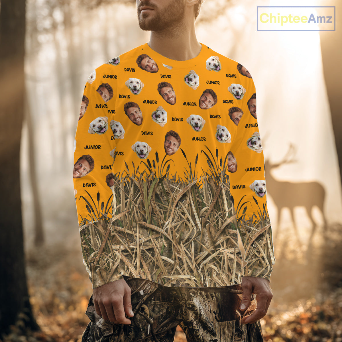 Custom Duck Hunting Shirt – Hunter & Dog Face and Name, Funny Personalized Gift NHT291