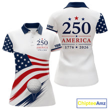 Load image into Gallery viewer, American Flag Womens Golf Polo Shirts, Patriotic Team Golf Jerseys NHT885
