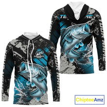 Load image into Gallery viewer, Bass Fishing Shirts Long Sleeve Hooded Customized Name, Largemouth Bass Fishing Jerseys For Men NHT531