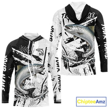 Load image into Gallery viewer, Chinook Salmon (King Salmon) Fishing Black White Camo Performance Fishing Shirts NHT462